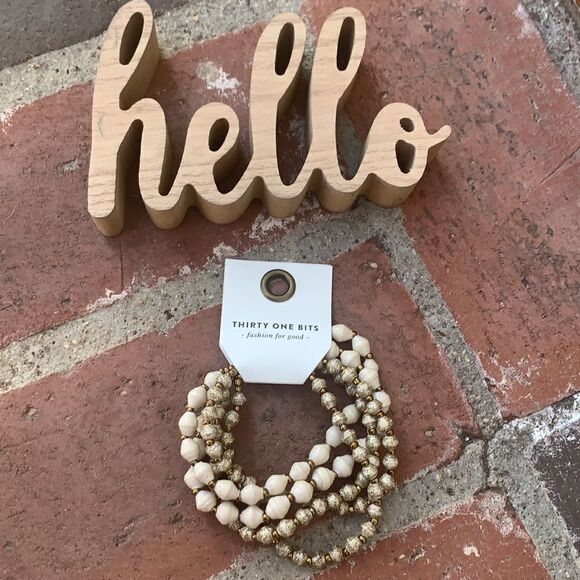 NWT 31 Bits Gold/Cream Multi Strand Bracelet - Picture 2 of 6